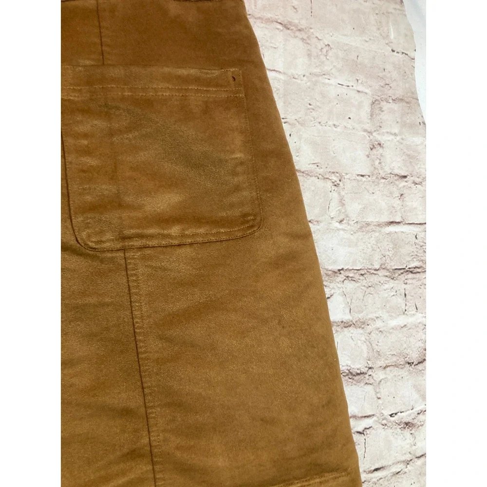 Old Navy Skirt Womens 16 Darkest Gold Microsuede A Line Zip Back Preppy Academia